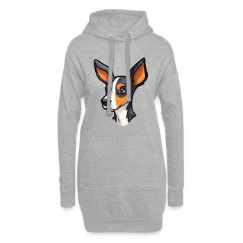 Decker Rat Terrier chien race Cartoon Kawaii Illust - Sweat-shirt à capuche long Femme - gris chiné - Devant
