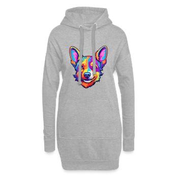 Lundehund chien race Cartoon Kawaii Illustration - Sweat-shirt à capuche long Femme - gris chiné - Devant