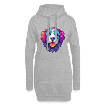 Chien de berger picard race de chien dessin animé Kawaii Illustra - Sweat-shirt à capuche long Femme - gris chiné - Devant
