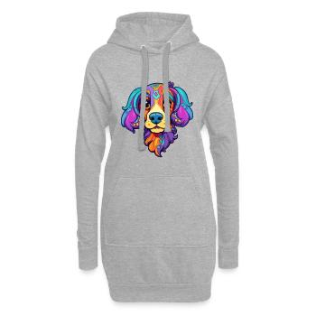 Porcelaine chien race dessin animé kawaii illustration - Sweat-shirt à capuche long Femme - gris chiné - Devant