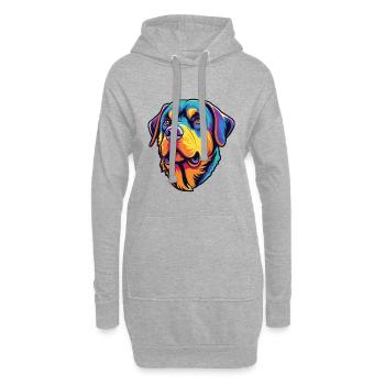 Rottweiler chien race dessin animé kawaii illustration - Sweat-shirt à capuche long Femme - gris chiné - Devant