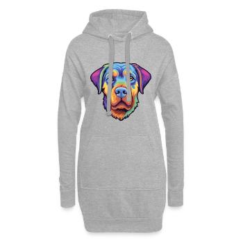 Rottweiler chien race dessin animé kawaii illustration - Sweat-shirt à capuche long Femme - gris chiné - Devant