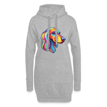 Saluki Hunderasse Cartoon Kawaii Illustration - Hoodie-Kleid - Grau meliert - Vorne