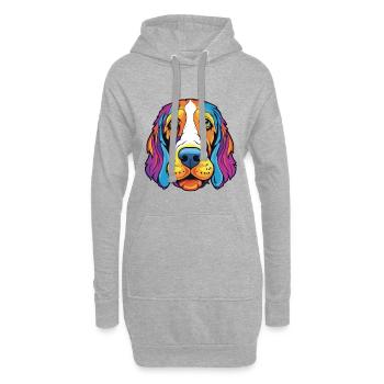 Russischer Jagdhund Rasse Cartoon Kawaii Illustratio - Hoodie-Kleid - Grau meliert - Vorne