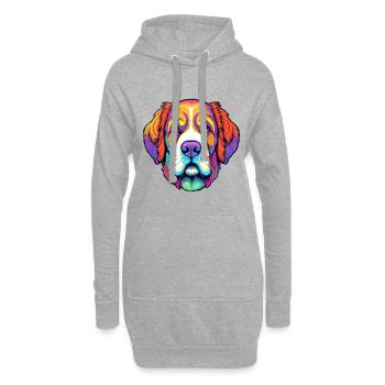 Saint Bernard Chien Race Cartoon Kawaii Illustratio - Sweat-shirt à capuche long Femme - gris chiné - Devant