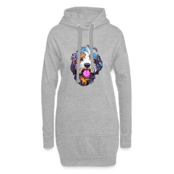 Schapendoes race de chien dessin animé Kawaii Illustration - Sweat-shirt à capuche long Femme - gris chiné - Devant