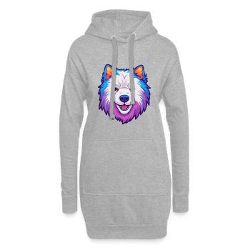 Samoyède chien race Cartoon Kawaii Illustration - Sweat-shirt à capuche long Femme - gris chiné - Devant