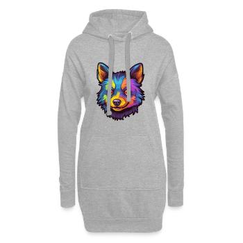 Schipperke chien race dessin animé kawaii illustration - Sweat-shirt à capuche long Femme - gris chiné - Devant