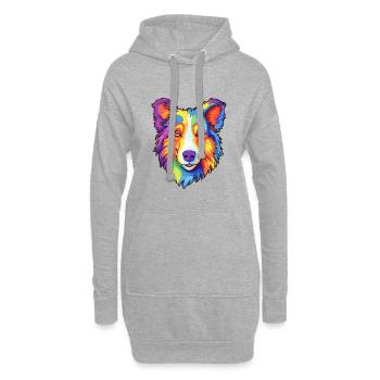 Scotch Collie chien race Cartoon Kawaii Illustratio - Sweat-shirt à capuche long Femme - gris chiné - Devant