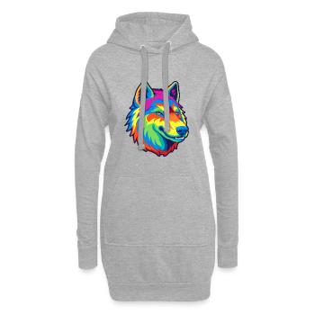Saarloos Wolfhund Hunderasse Cartoon Kawaii Illustra - Hoodie-Kleid - Grau meliert - Vorne