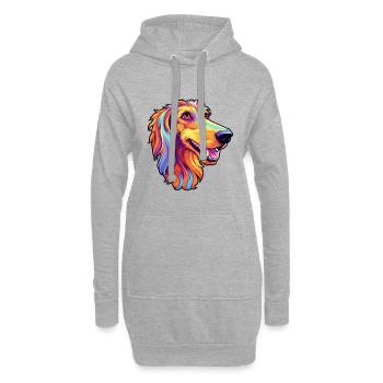 Russischer Wolfshund Hunderasse Cartoon Kawaii Illustration - Hoodie-Kleid - Grau meliert - Vorne