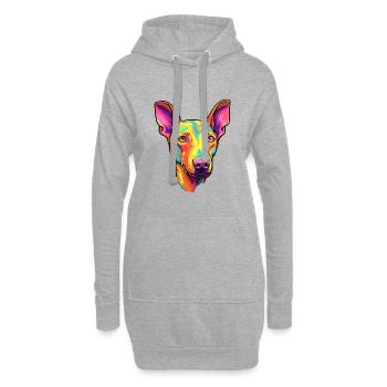 Podenco Canario Race de chien Cartoon Kawaii Illustrat - Sweat-shirt à capuche long Femme - gris chiné - Devant