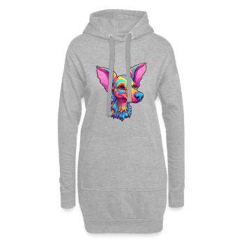 Race de chien nu péruvien dessin animé Kawaii Illustr - Sweat-shirt à capuche long Femme - gris chiné - Devant