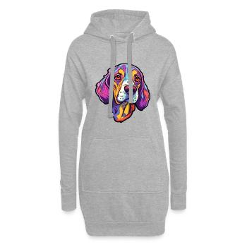 Vieux danois Pointer chien race Cartoon Kawaii Illust - Sweat-shirt à capuche long Femme - gris chiné - Devant