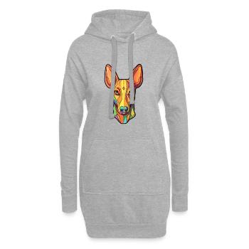 Pharaon Hound Chien Race Cartoon Kawaii Illustratio - Sweat-shirt à capuche long Femme - gris chiné - Devant
