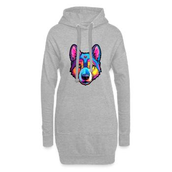 Chien d’élan norvégien race de chien Cartoon Kawaii Illust - Sweat-shirt à capuche long Femme - gris chiné - Devant
