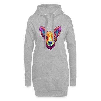 Portugiesische Podengo Pequeno Hunderasse Cartoon Kawai - Hoodie-Kleid - Grau meliert - Vorne