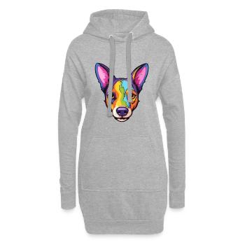 Rattenterrier-Hunderasse Karikatur Kawaii Illustration - Hoodie-Kleid - Grau meliert - Vorne
