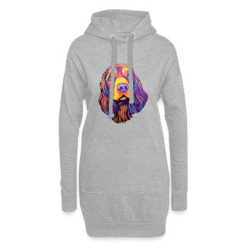 Pont Audemer Épagneul Chien Race Cartoon Kawaii Illu - Sweat-shirt à capuche long Femme - gris chiné - Devant