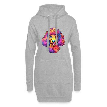 Caniche chien race Cartoon Kawaii Illustration - Sweat-shirt à capuche long Femme - gris chiné - Devant