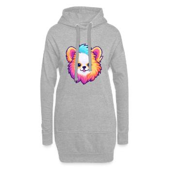 Pomeranian Spitz Hunderasse Cartoon Kawaii Illustra - Hoodie-Kleid - Grau meliert - Vorne