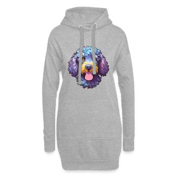 Spanischer Wasserhund Rasse Cartoon Kawaii Illustratio - Hoodie-Kleid - Grau meliert - Vorne