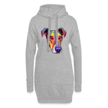 Glatter Foxterrier Hunderasse Cartoon Kawaii Illust - Hoodie-Kleid - Grau meliert - Vorne