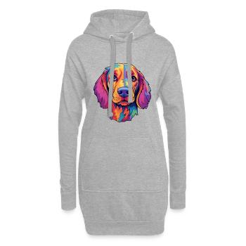 Laufhund suisse race de chien dessin animé kawaii illustrati - Sweat-shirt à capuche long Femme - gris chiné - Devant