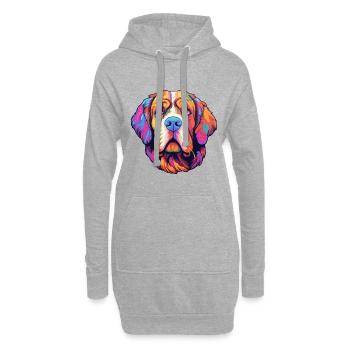 St Bernard Dog Breed Cartoon Kawaii Illustration - Hoodie Dress - heather grey - Front