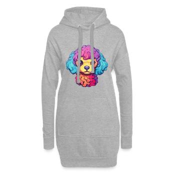 Jouet caniche chien race dessin animé kawaii illustration - Sweat-shirt à capuche long Femme - gris chiné - Devant