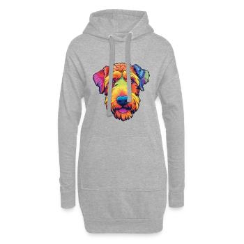 Welsh Terrier chien race Cartoon Kawaii Illustratio - Sweat-shirt à capuche long Femme - gris chiné - Devant