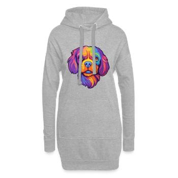 Épagneul tibétain chien race Cartoon Kawaii Illustrat - Sweat-shirt à capuche long Femme - gris chiné - Devant