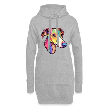 Whippet chien race dessin animé Kawaii Illustration - Sweat-shirt à capuche long Femme - gris chiné - Devant