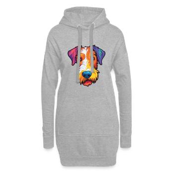 Fil Fox Terrier chien race Cartoon Kawaii Illustra - Sweat-shirt à capuche long Femme - gris chiné - Devant