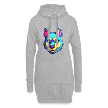 Chien d’élan suédois race Cartoon Kawaii Illustra - Sweat-shirt à capuche long Femme - gris chiné - Devant
