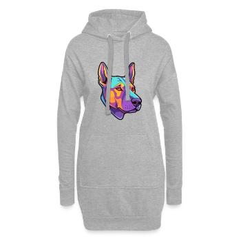 Thai Ridgeback Chien Race Cartoon Kawaii Illustrati - Sweat-shirt à capuche long Femme - gris chiné - Devant