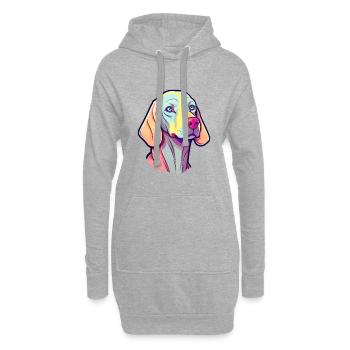 Braque de Weimar race de chien Cartoon Kawaii Illustration - Sweat-shirt à capuche long Femme - gris chiné - Devant