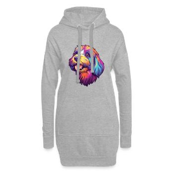 Tibet Terrier Hunderasse Cartoon Kawaii Illustrat - Hoodie-Kleid - Grau meliert - Vorne