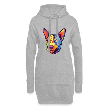 St Miguel Cattle Dog Rasse Cartoon Kawaii Illustra - Hoodie-Kleid - Grau meliert - Vorne