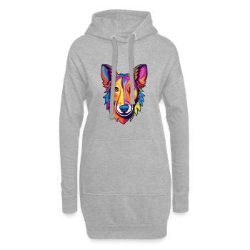 Glatter Collie Hund Rasse Cartoon Kawaii Illustratio - Hoodie-Kleid - Grau meliert - Vorne