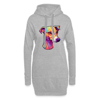 Anglais Whippet Chien Race Cartoon Kawaii Illustrat - Sweat-shirt à capuche long Femme - gris chiné - Devant