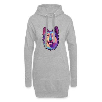 Bucovine chien de berger race dessin animé kawaii illustr - Sweat-shirt à capuche long Femme - gris chiné - Devant