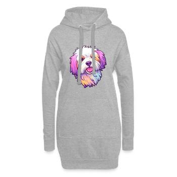 Coton De Tuléar Race De Chien Cartoon Kawaii Illustrat - Sweat-shirt à capuche long Femme - gris chiné - Devant