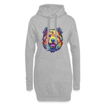 Kaukasischer Schäferhund Rasse Cartoon Kawaii Illust - Hoodie-Kleid - Grau meliert - Vorne