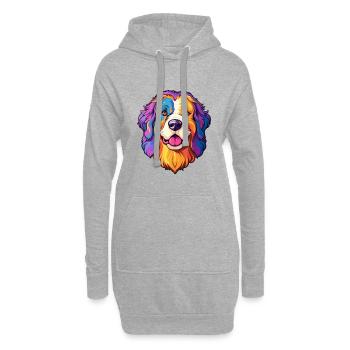 Kaukasische Ovcharka Hunderasse Cartoon Kawaii Illust - Hoodie-Kleid - Grau meliert - Vorne