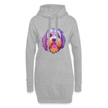 Briard Hund Rasse Cartoon Kawaii Illustration - Hoodie-Kleid - Grau meliert - Vorne
