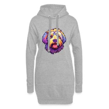Chien de berger catalan race de chien dessin animé Kawaii Illustra - Sweat-shirt à capuche long Femme - gris chiné - Devant
