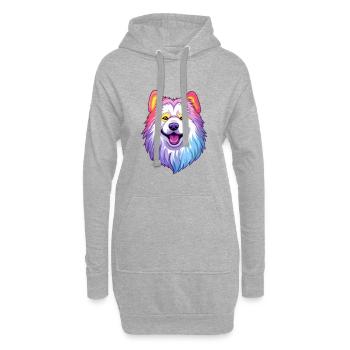 Chien esquimau canadien race Cartoon Kawaii Illustrat - Sweat-shirt à capuche long Femme - gris chiné - Devant