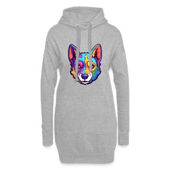 Canaan chien race dessin animé Kawaii Illustration - Sweat-shirt à capuche long Femme - gris chiné - Devant