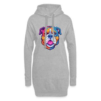 Bulldogge Hund Rasse Cartoon Kawaii Illustration - Hoodie-Kleid - Grau meliert - Vorne